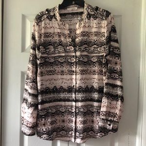 Calvin Klein Pink and Black Patterned Blouse